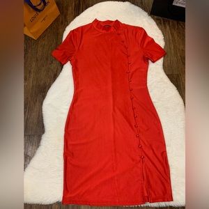 Shein red dress. Mandarin collar. Size M. Short-sleeve.